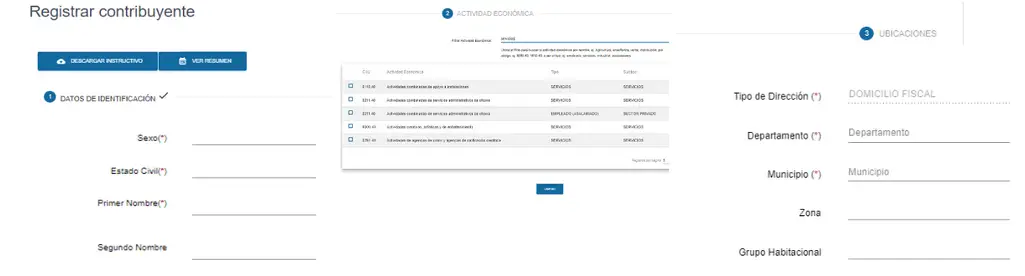 registro datos contribuyentes para sacar NIT en línea portal SAT