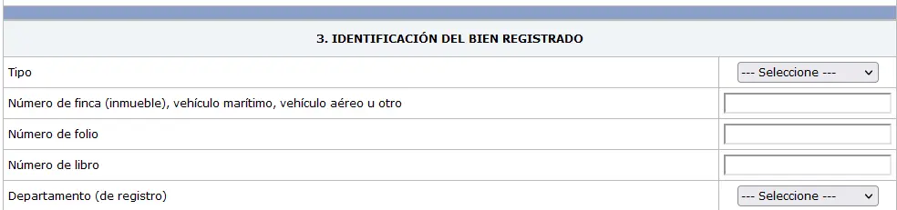 punto 3 formulario SAT 2799 Datos del inmueble