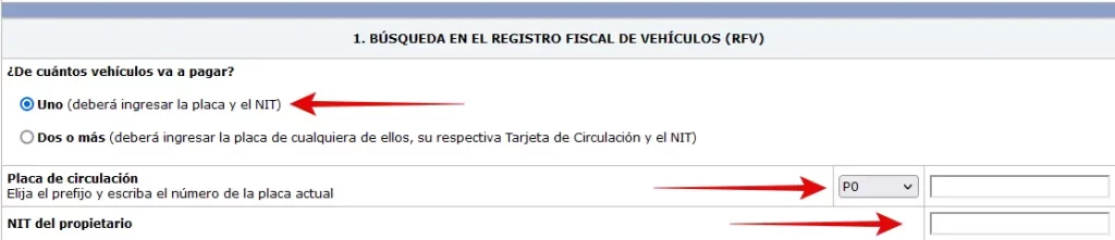 uno, dos o más vehículos para pagar el impuesto de circulación 