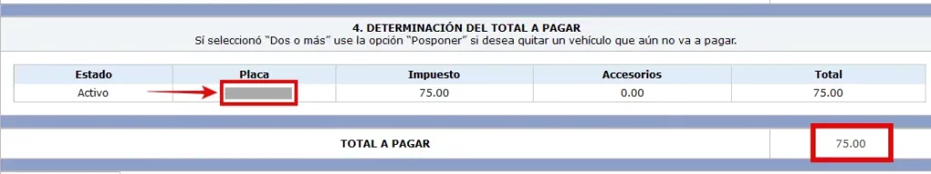 Monto total de pago impuesto de circulación en Guatemala