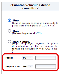 Consulta vehículo activo SAT por placa y NIT